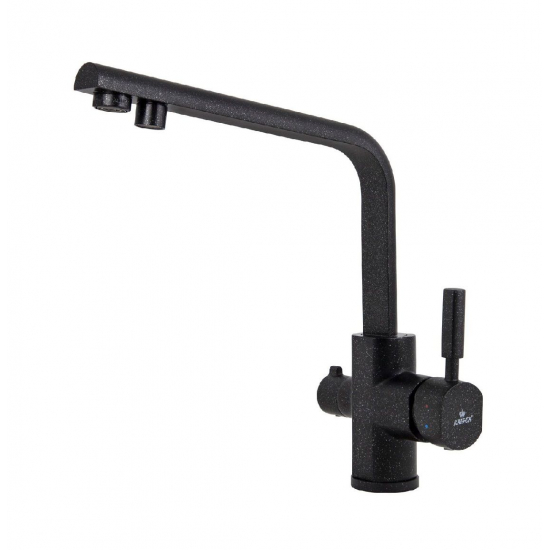 Смеситель для кухни с подключением к фильтру с питьевой водой KAISER Decor 40144-2 чёрный мрамор
