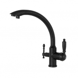 Смеситель для кухни с подключением к фильтру с питьевой водой KAISER Vincent 31244-5 чёрный мрамор