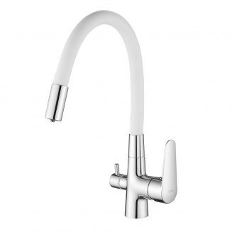 Смеситель для кухни с подключением к фильтру с питьевой водой с гибким изливом ESKO CL03W белый