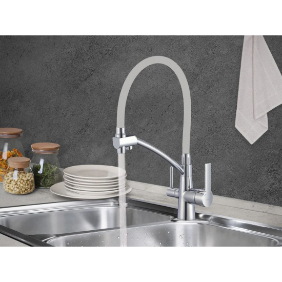 Смеситель для кухни с подключением к фильтру с питьевой водой с гибким изливом SAVOL S-L1805-04