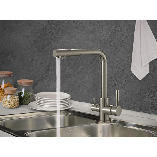 Смеситель для кухни с подключением к фильтру с питьевой водой SAVOL S-L1801L сатин