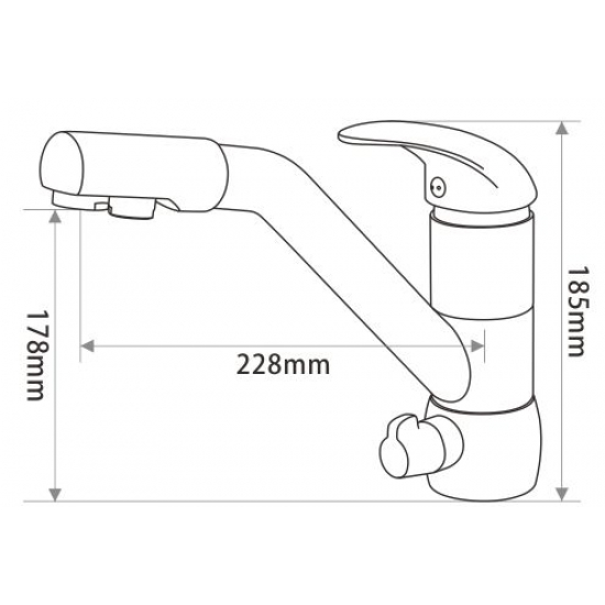 Смеситель для кухни с подключением к фильтру с питьевой водой SEAMAN Barcelone SSL-5361 Gun Light