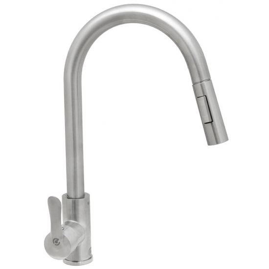 Смеситель для кухни SANTREK AQUA Inox 828 с вытяжным изливом, сатин