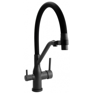 Смеситель для кухни SANTREK AQUA Prestige SAP-1027 с краном для питьевой воды, чёрный