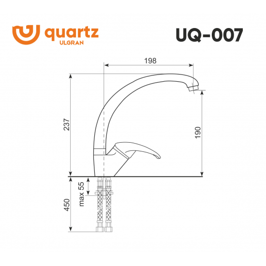 Смеситель для кухни ULGRAN Quartz UQ-007 уголь