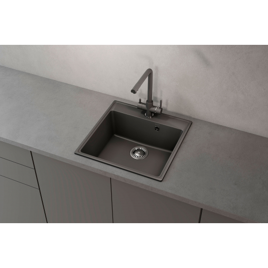 Смеситель для кухни ULGRAN Quartz UQ-016 с краном для питьевой воды, трюфель