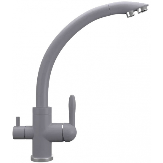 Смеситель для кухни ULGRAN Quartz UQ-017 с краном для питьевой воды, бетон