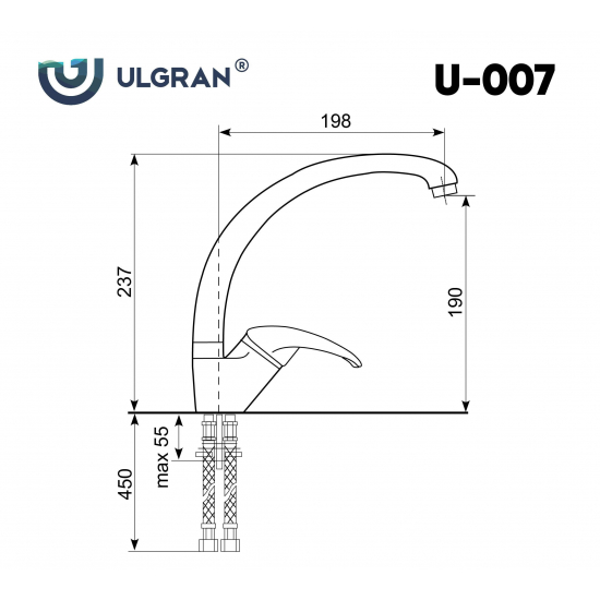 Смеситель для кухни ULGRAN U-007-308 чёрный
