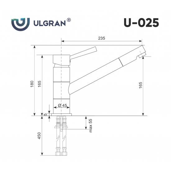 Смеситель для кухни ULGRAN U-025 308 чёрный