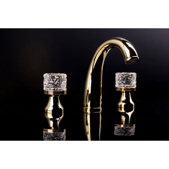 Смеситель для раковины BOHEME Crystal 297-CRST золото