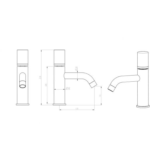 Смеситель для раковины BOHEME Stick 121-B-MR-B чёрный, чёрный мрамор