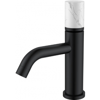 Смеситель для раковины BOHEME Stick 121-B-MR-W чёрный, белый мрамор
