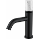 Смеситель для раковины BOHEME Stick 121-B-MR-W чёрный, белый мрамор