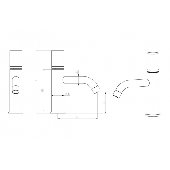 Смеситель для раковины BOHEME Stick 121-B-MR-W чёрный, белый мрамор