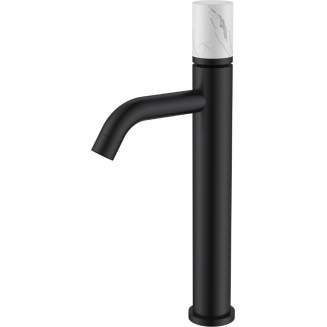 Смеситель для раковины BOHEME Stick 122-B-MR-W чёрный, белый мрамор
