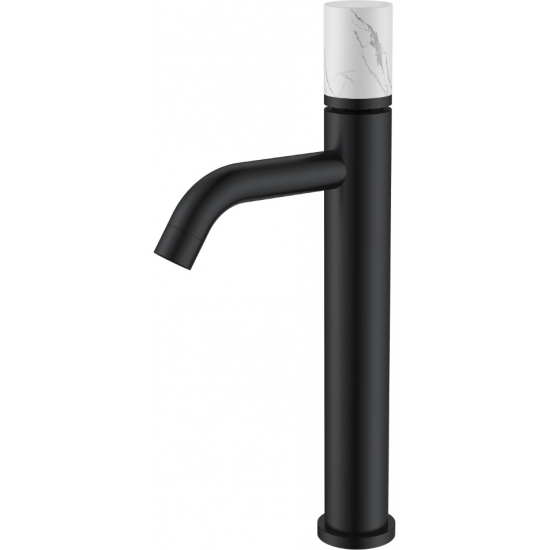 Смеситель для раковины BOHEME Stick 122-B-MR-W чёрный, белый мрамор