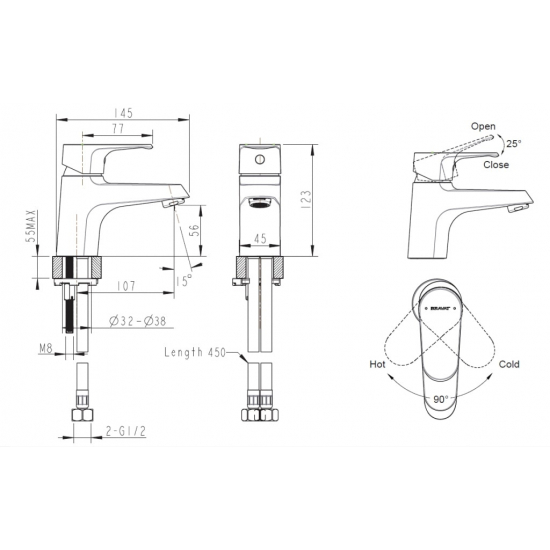 Смеситель для раковины BRAVAT Alfa F1120178CP хром