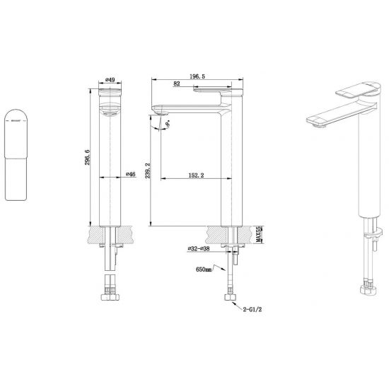 Смеситель для раковины BRAVAT Eddie Black F1369402BW-A9-ENG чёрный