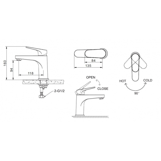Смеситель для раковины BRAVAT Eler F1191238CP-RUS хром