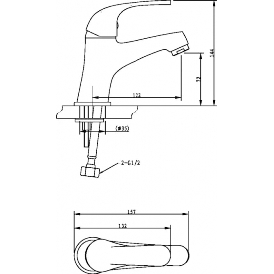Смеситель для раковины BRAVAT Fit F1135188BM-RUS чёрный матовый