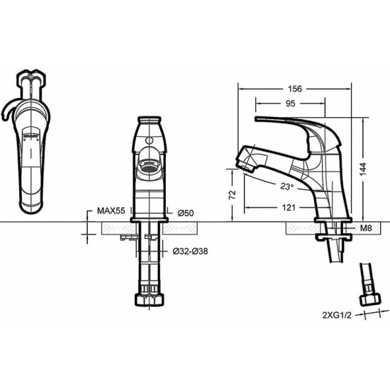 Смеситель для раковины BRAVAT Fit F1135188CP-RUS хром