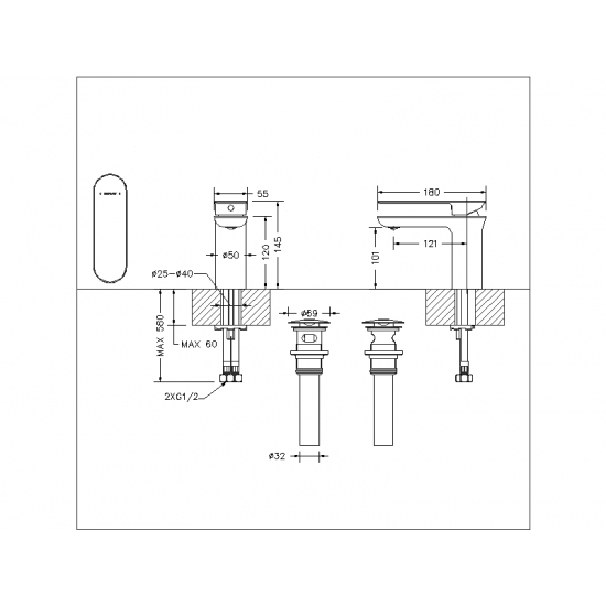Смеситель для раковины BRAVAT Gina F165104C-ENG хром