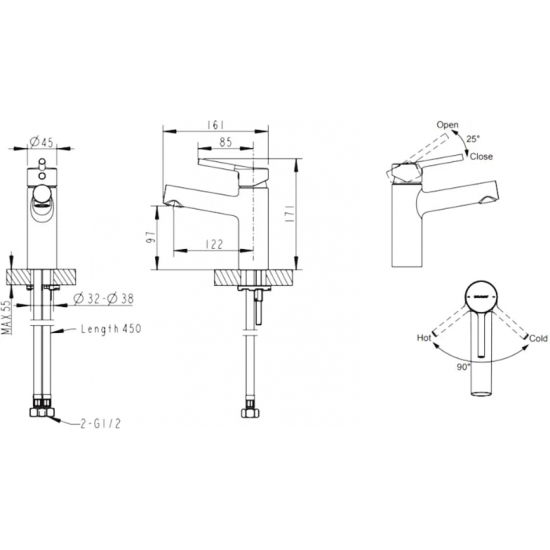 Смеситель для раковины BRAVAT Palace F1172217CP-RUS хром