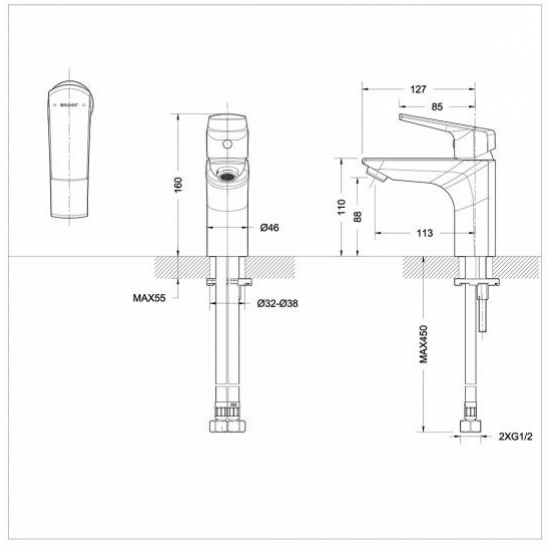 Смеситель для раковины BRAVAT Real F1121179CP хром