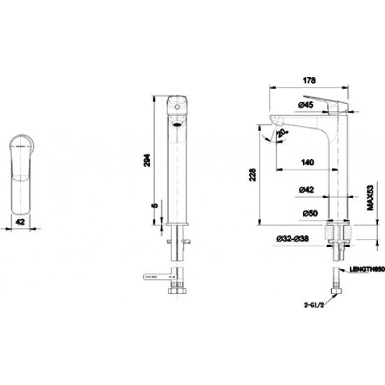 Смеситель для раковины BRAVAT Rhein F1429564CP-A-ENG хром