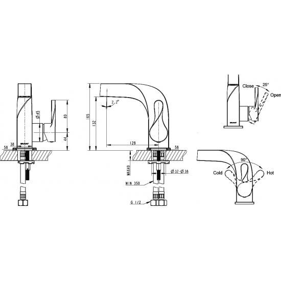 Смеситель для раковины BRAVAT Wave F174108C-2 хром