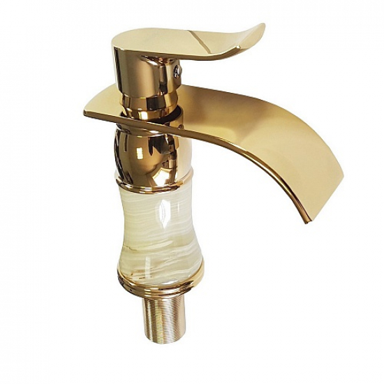 Смеситель для раковины BRIMIX 144 корпус из светлого камня, золото