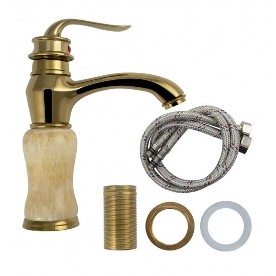 Смеситель для раковины BRIMIX 1671 из пластика АБС, жёлтый мрамор с золотом