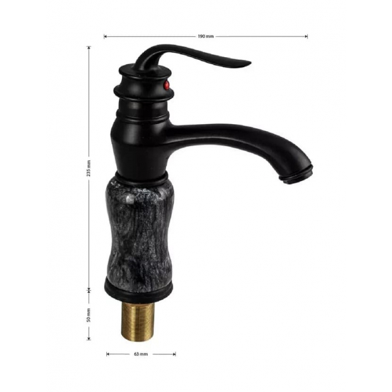 Смеситель для раковины BRIMIX 1681 из пластика АБС, под чёрный мрамор с чёрными вставками