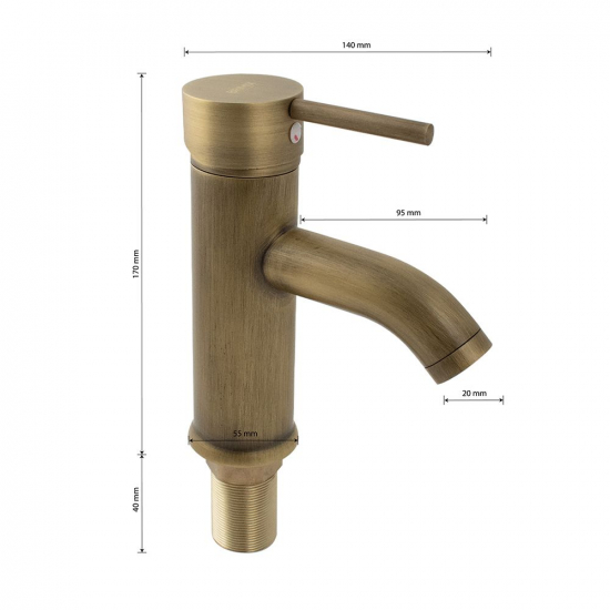 Смеситель для раковины BRIMIX 172 бронза