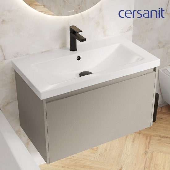 Смеситель для раковины CERSANIT Brasko Black A63107 с донным клапаном, чёрный матовый