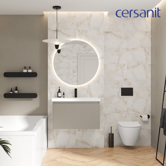 Смеситель для раковины CERSANIT Brasko Black A63107 с донным клапаном, чёрный матовый