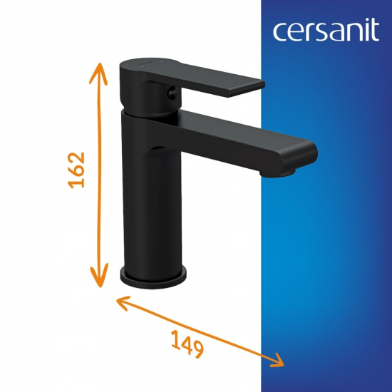 Смеситель для раковины CERSANIT Brasko Black A63107 с донным клапаном, чёрный матовый