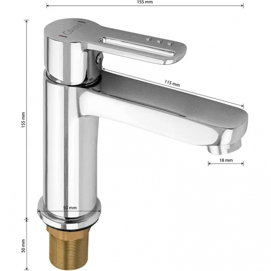 Смеситель для раковины CONSUL 4930 ручка с прорезью, хром