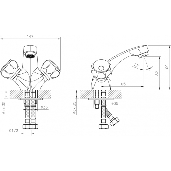 Смеситель для раковины DECOROOM DR50011R хром