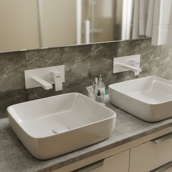 Смеситель для раковины D&K Bayern.Liszt DA1514408 С ВНУТРЕННЕЙ ЧАСТЬЮ, матовый белый