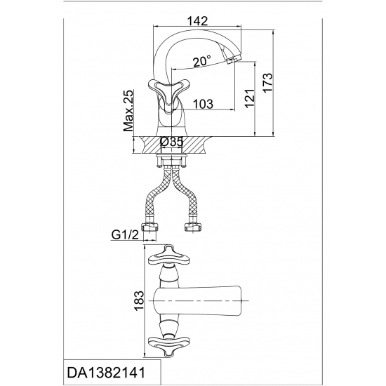 Смеситель для раковины D&K Hessen.Goethe DA1382141 хром