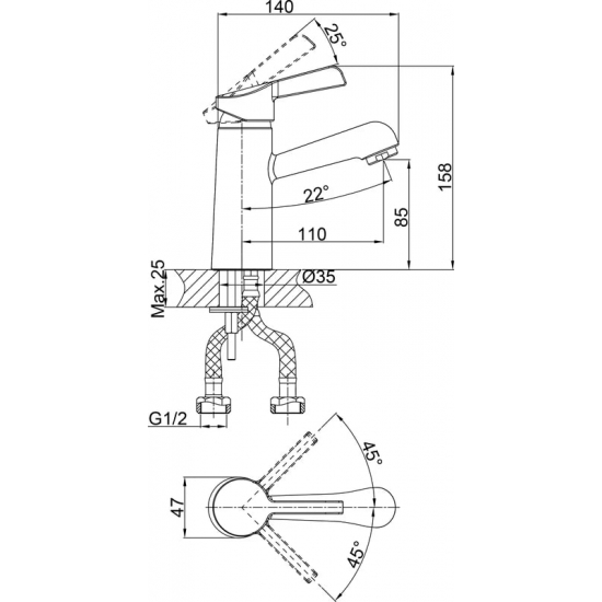 Смеситель для раковины D&K Rhein.Schiller DA1462101 хром