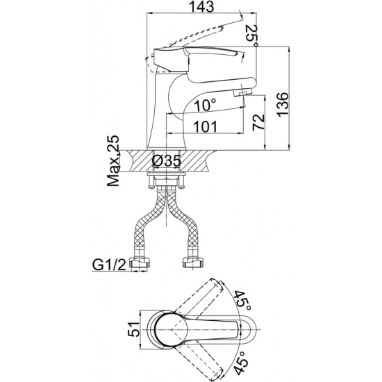 Смеситель для раковины D&K Rhein.Valerius DA1362141 хром