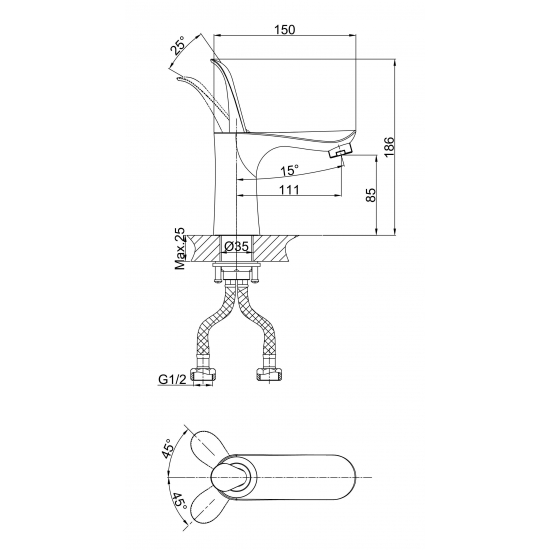 Смеситель для раковины D&K Venice.Baciano DA1032141 хром