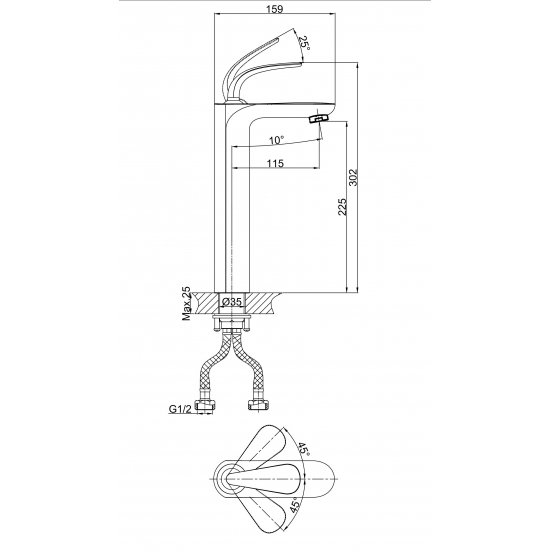 Смеситель для раковины D&K Venice.Gondola DA1022041 хром