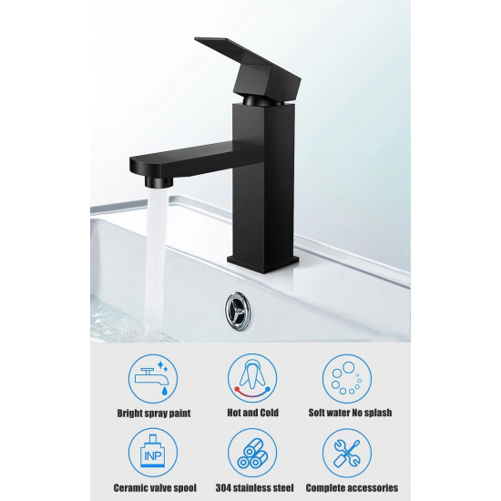 Смеситель для раковины FMARK FS8101H из нержавеющей стали, чёрный