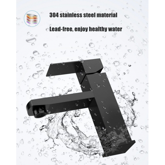 Смеситель для раковины FMARK FS8101H из нержавеющей стали, чёрный