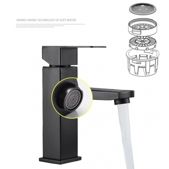 Смеситель для раковины FMARK FS8101H из нержавеющей стали, чёрный