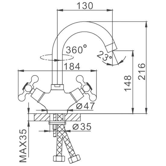 Смеситель для раковины FRAP H19 F1319 хром