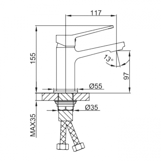 Смеситель для раковины FRAP H62 F1062-9 оружейная сталь